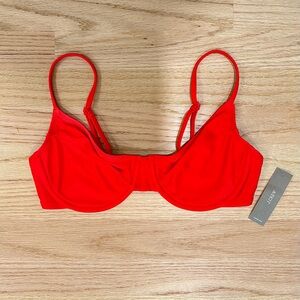 JCREW Red French Bikini Top NWT